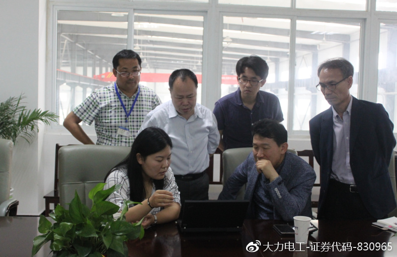 图为韩国客户在观看大力电工已完成的钒电池产品案例